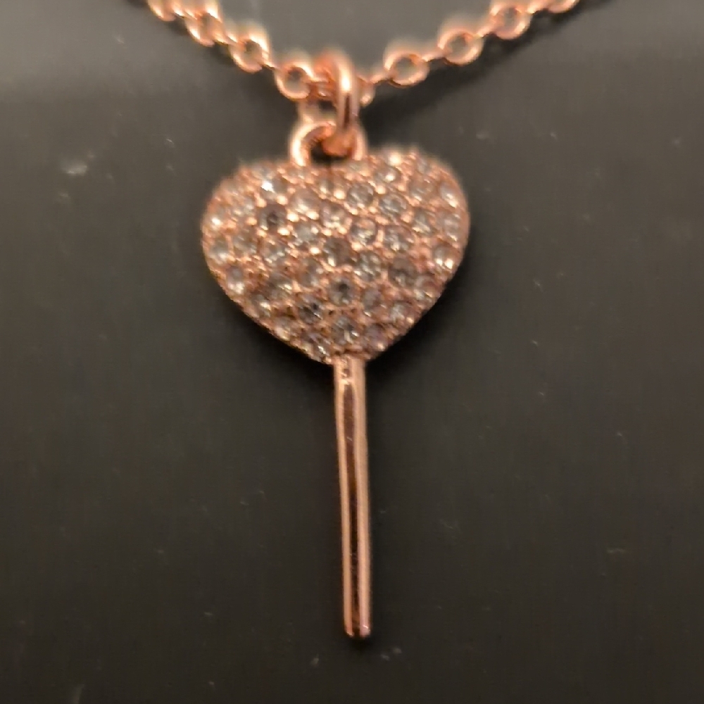 Authentic Coach Rose Gold Heart Key Necklace - Picture 2 of 7